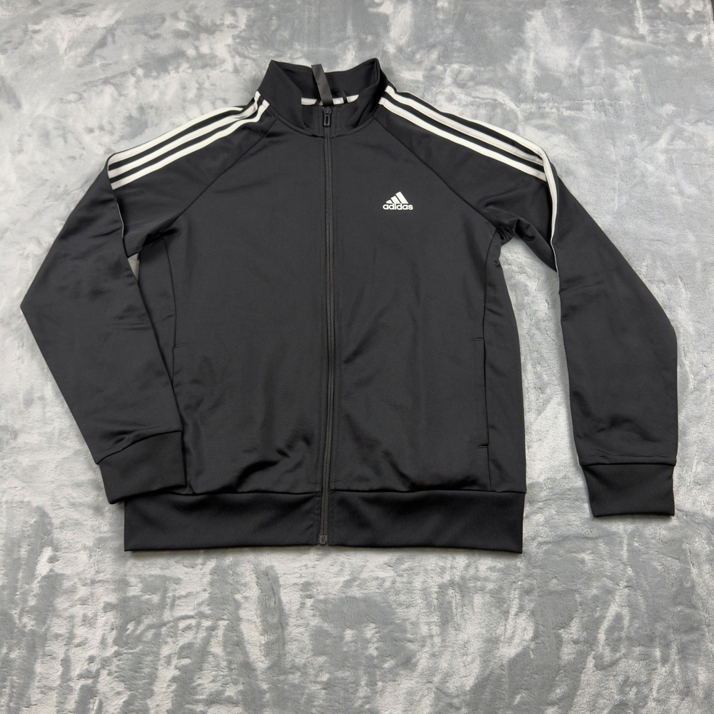 Adidas Mens Essentials 3-Stripes Track Jacket Black White Full Zip Size L